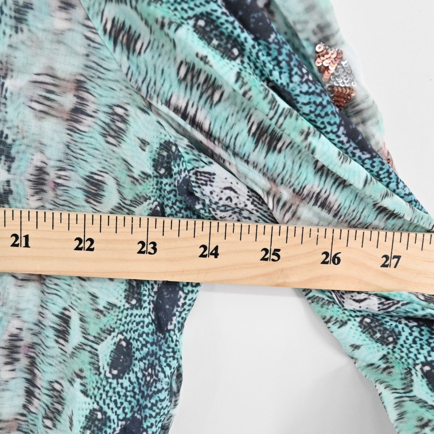 KOBI HALPERIN Womens Lapenna Top Sz XL Blue Snake Print Sequin Peasant Blouse