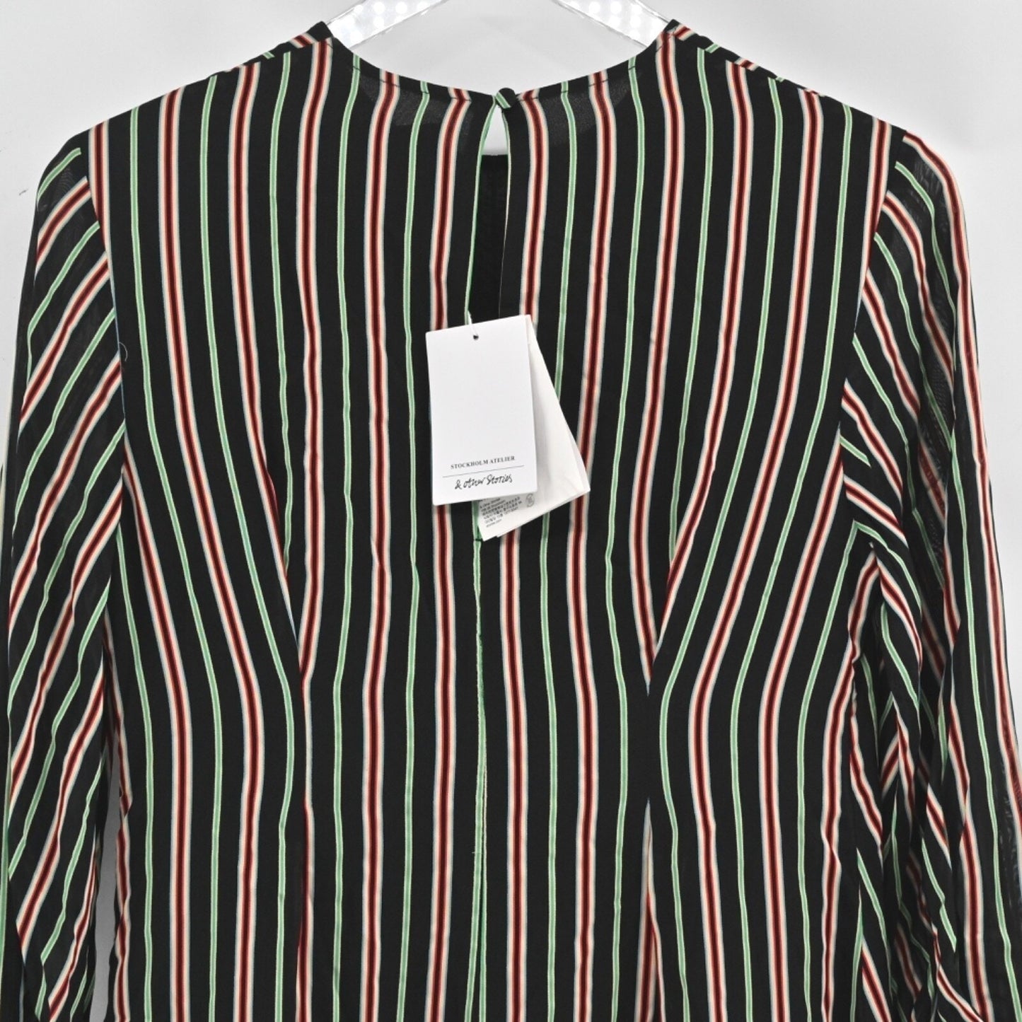 & OTHER STORIES Striped Midi Dress Size 4 Black Dark Romantic Retro Steampunk