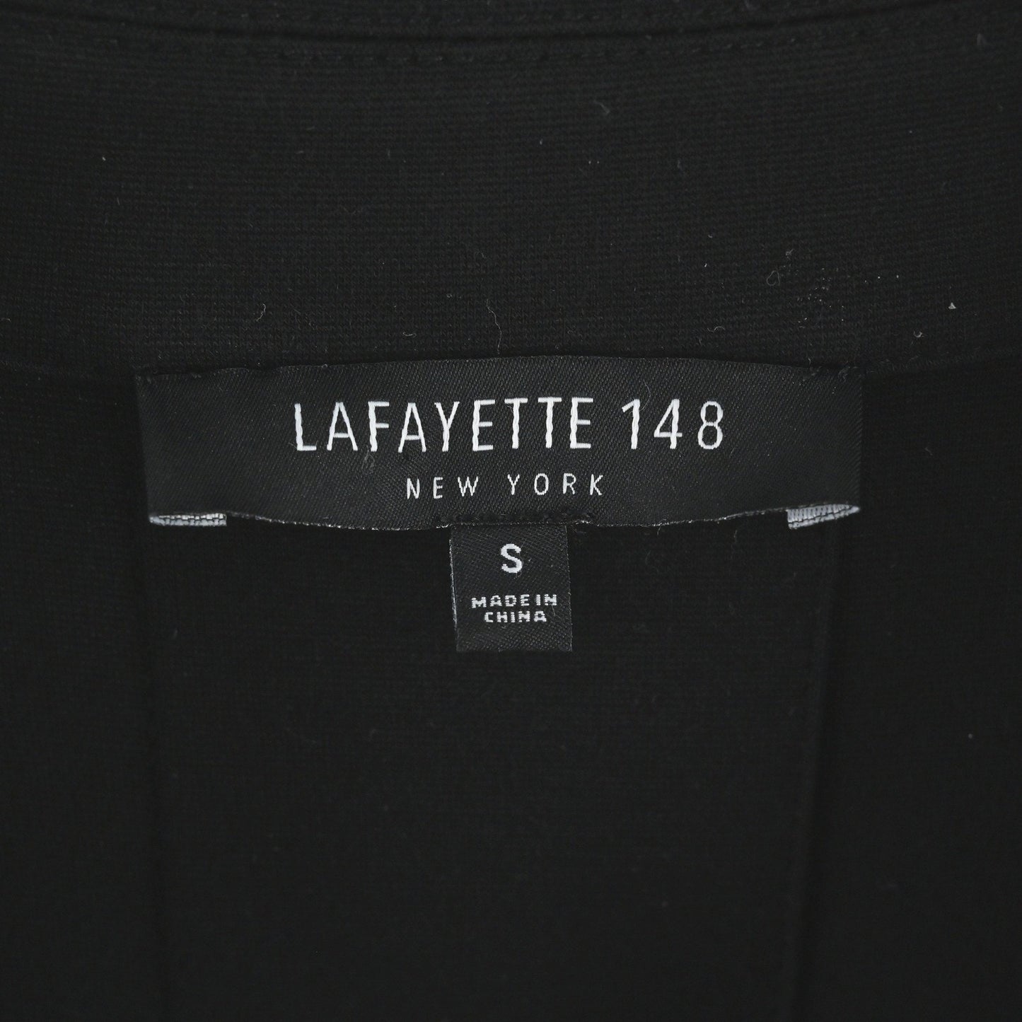 Lafayette 148 Toni Collared Dress Size S Black Minimalist VNeck Midi Modern Chic