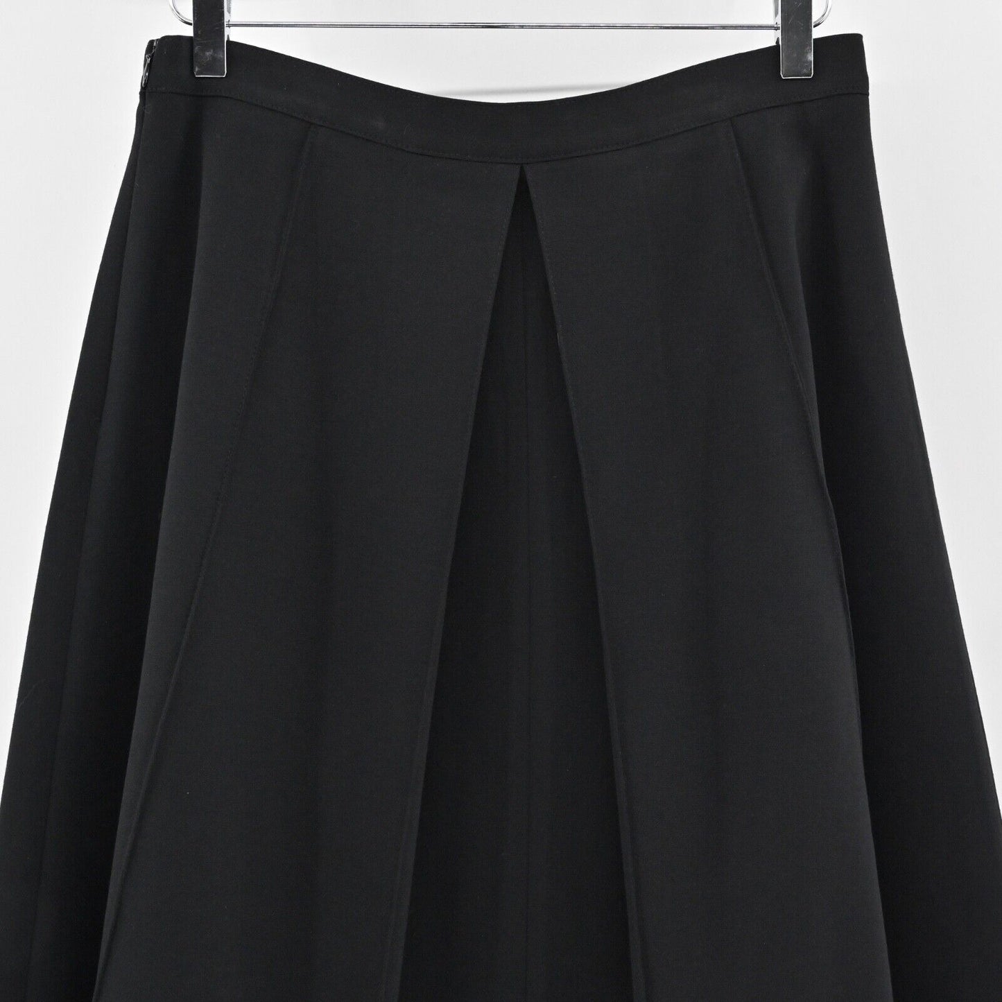 LES COPAINS Pleated Skirt Size 46 Black Knee Length A Line Jersey Stretch Retro