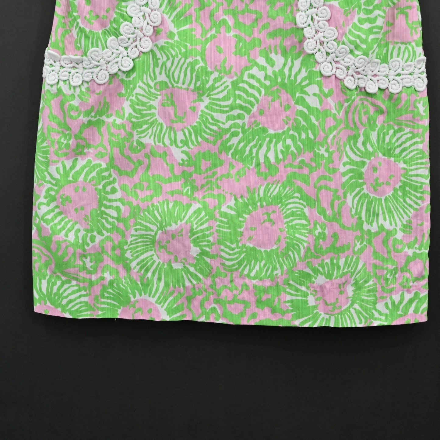 Lilly Pulitzer Liz Mini Shift Dress Size 00 Green Sunnyside Lions Cotton Pockets