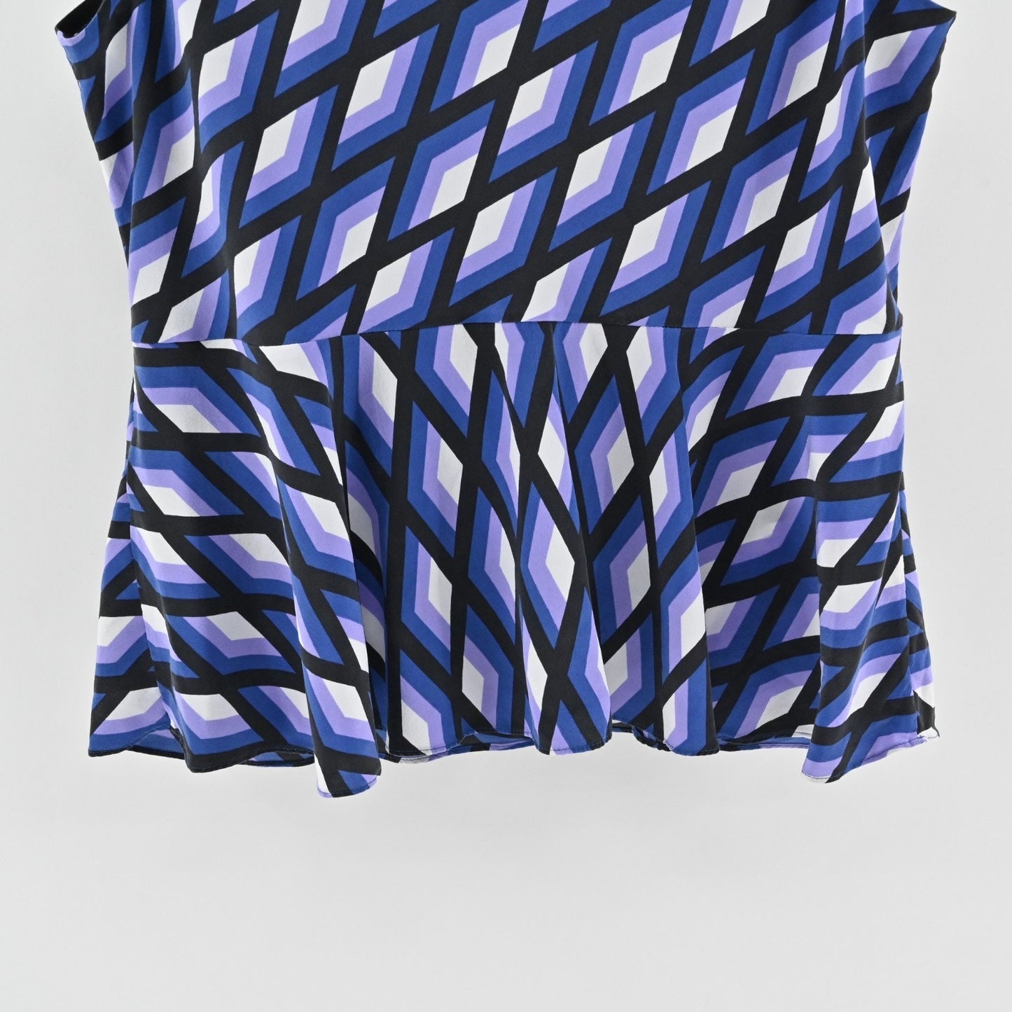 Diane Von Furstenberg Womens Mercer Silk Top Size XL Blue Geometric Sleeveless