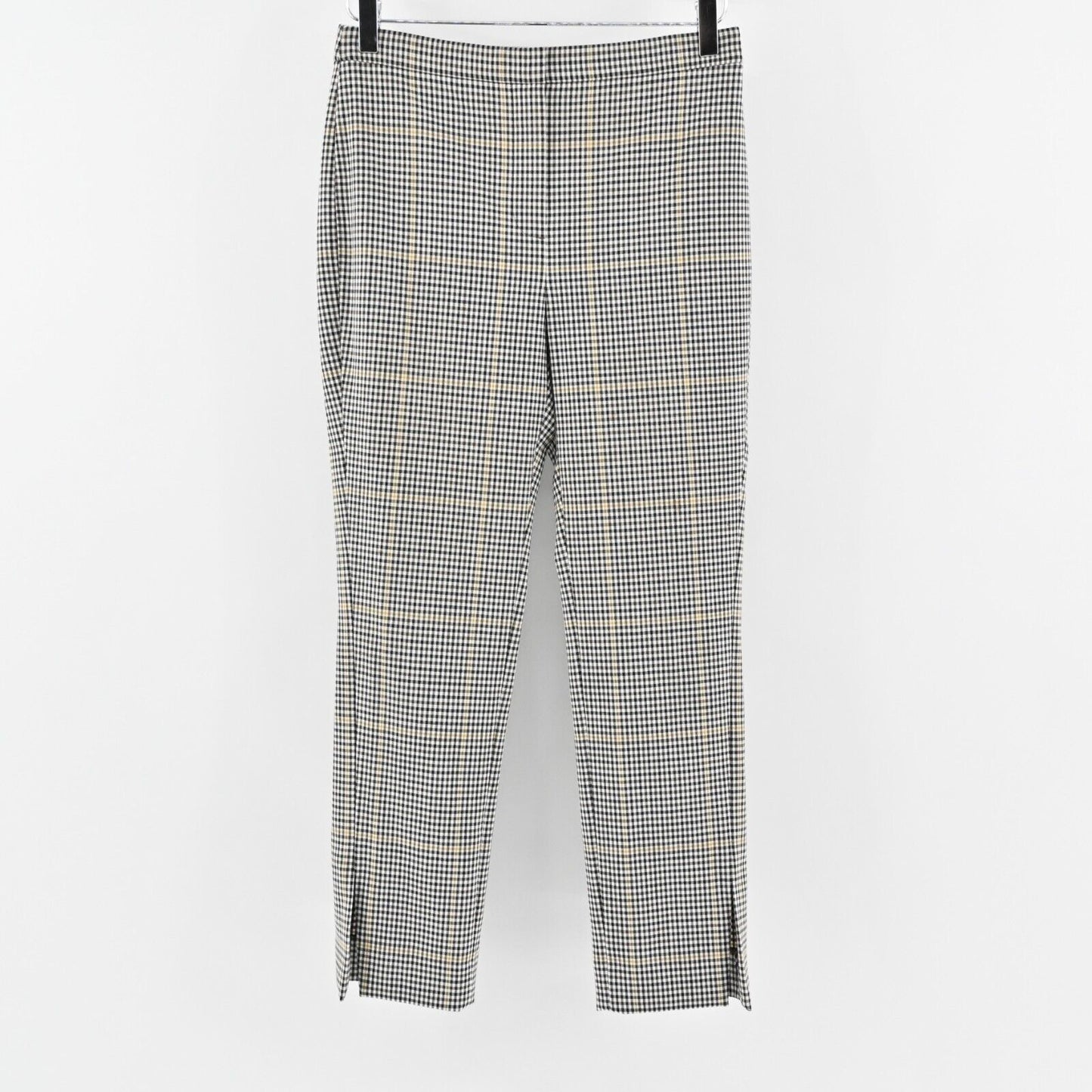 THEORY Pants Womens Size 2 Clean Straight Slit Dale Portland Plaid Wool Academia