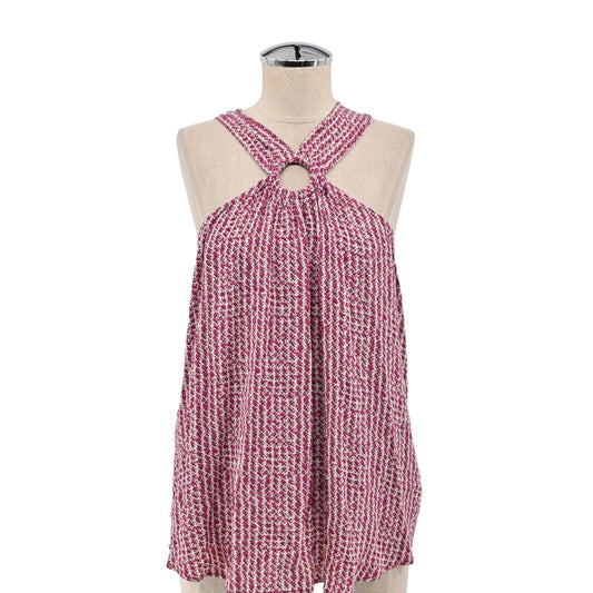 ANTHROPOLOGIE Top Womens Size 14 MAEVE Pink Retro Print Mica Halter Boho Beach