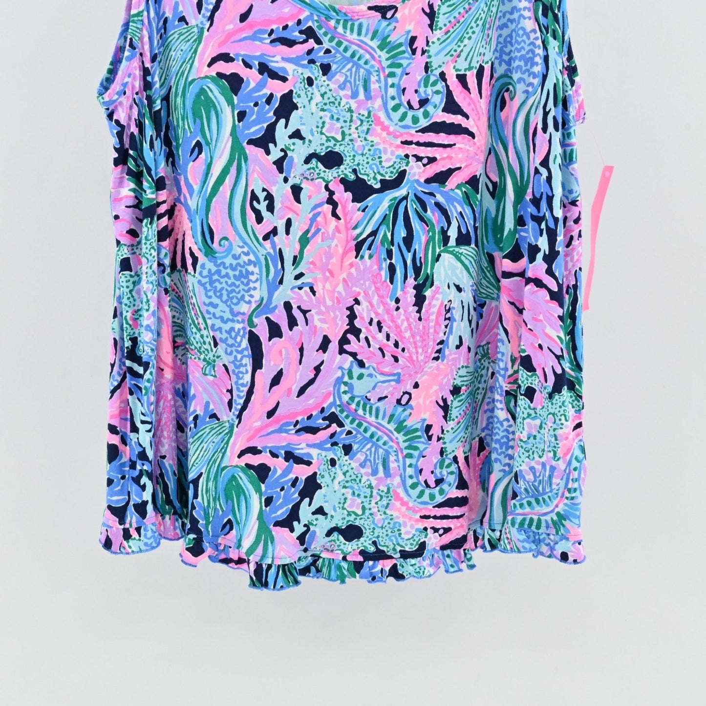 Lilly Pulitzer Womens Ruffle PJ Tank Size XXL High Tide Navy Bringing Mermaid