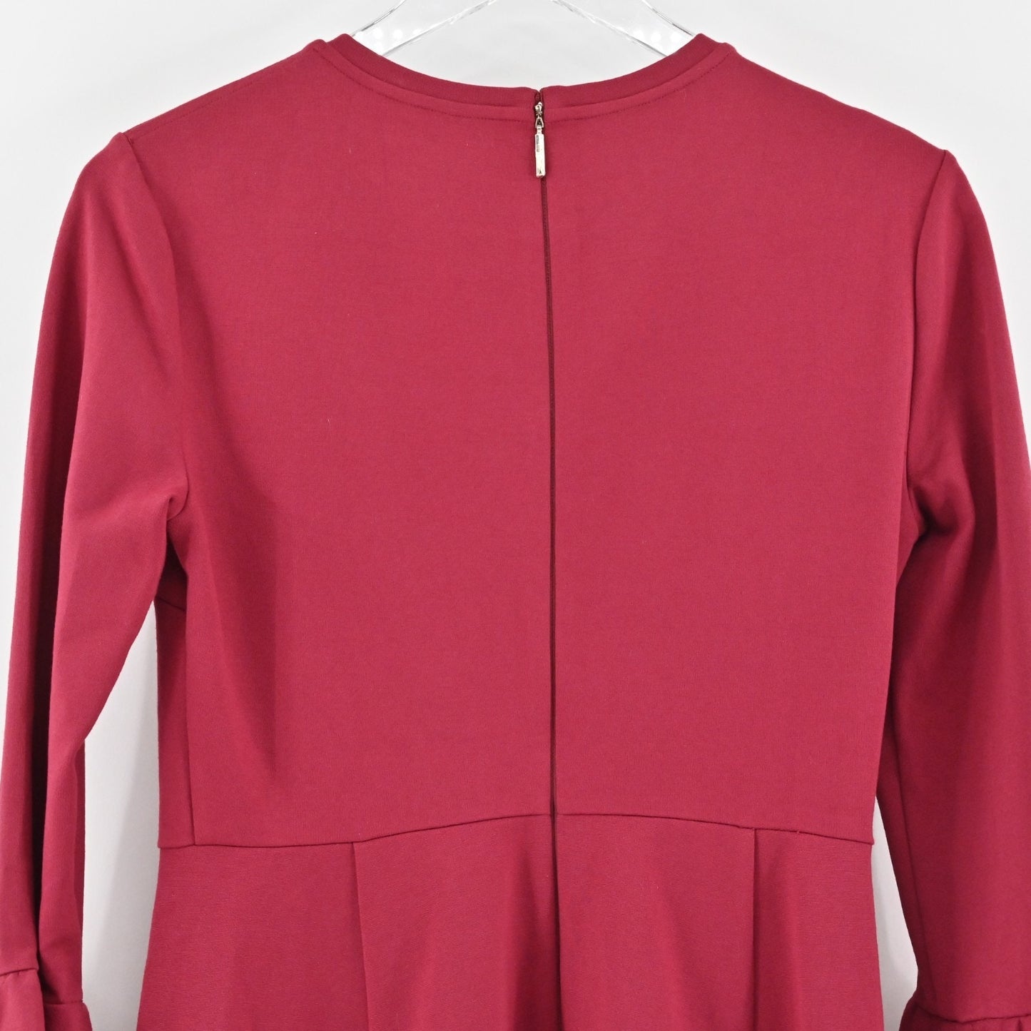 KATE SPADE Bell Sleeve Dress Size S Colorblock Ponte Mini Cranberry Red Black