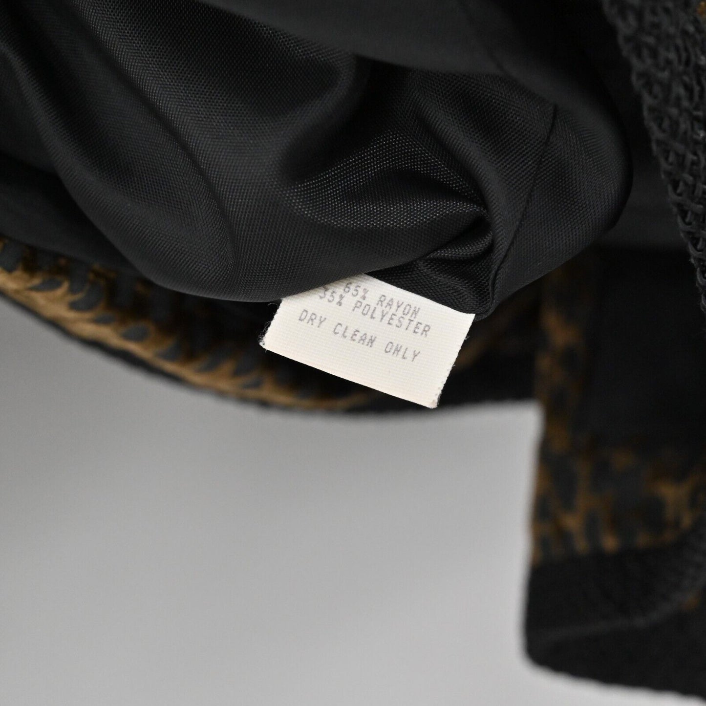 Vtg MAX MABEL Jacket Womens Sz L Velveteen Animal Print Floral Mob Wife Blazer