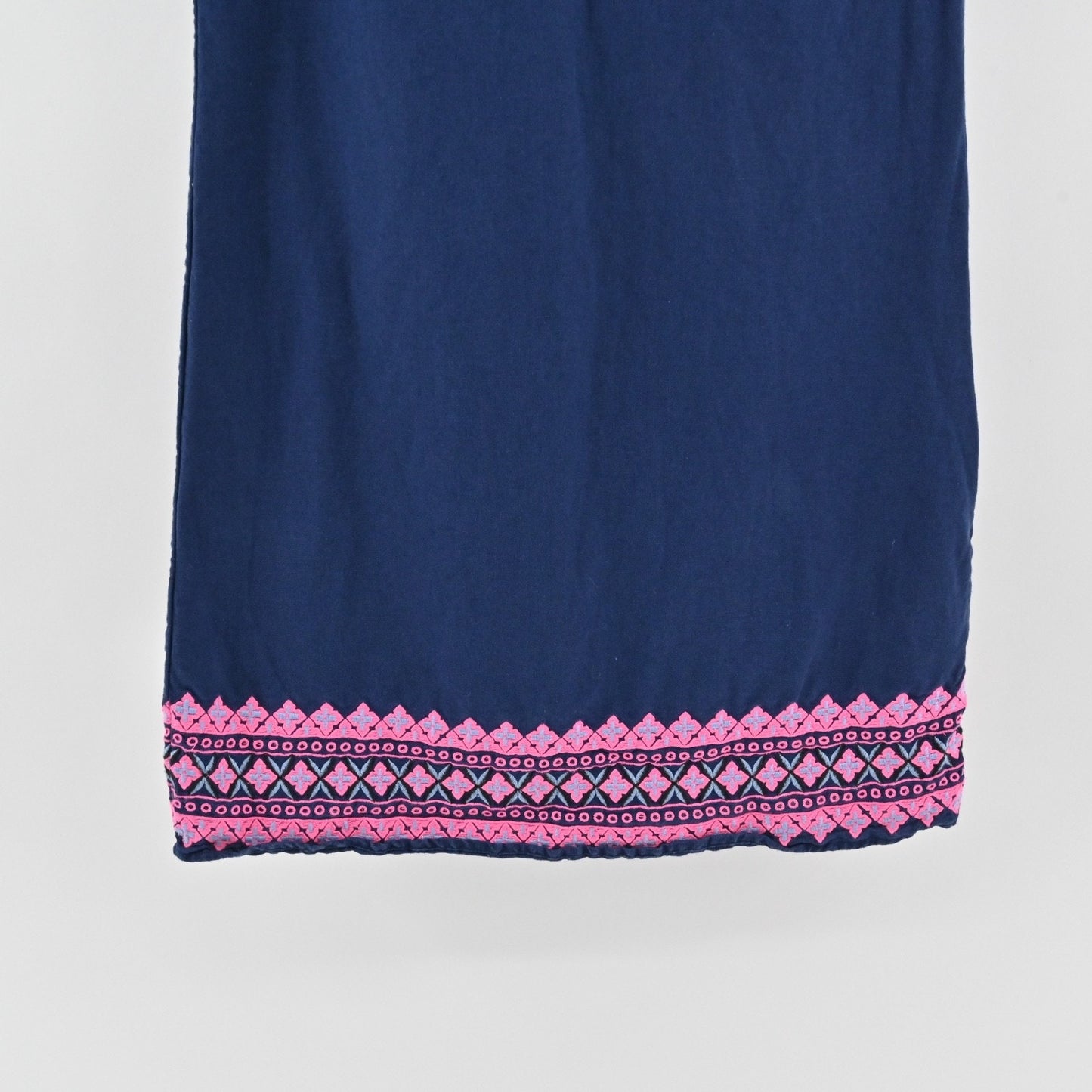 VINEYARD VINES Embroidered Tunic Shift Dress Size 6 Navy Blue Cotton Linen Boho