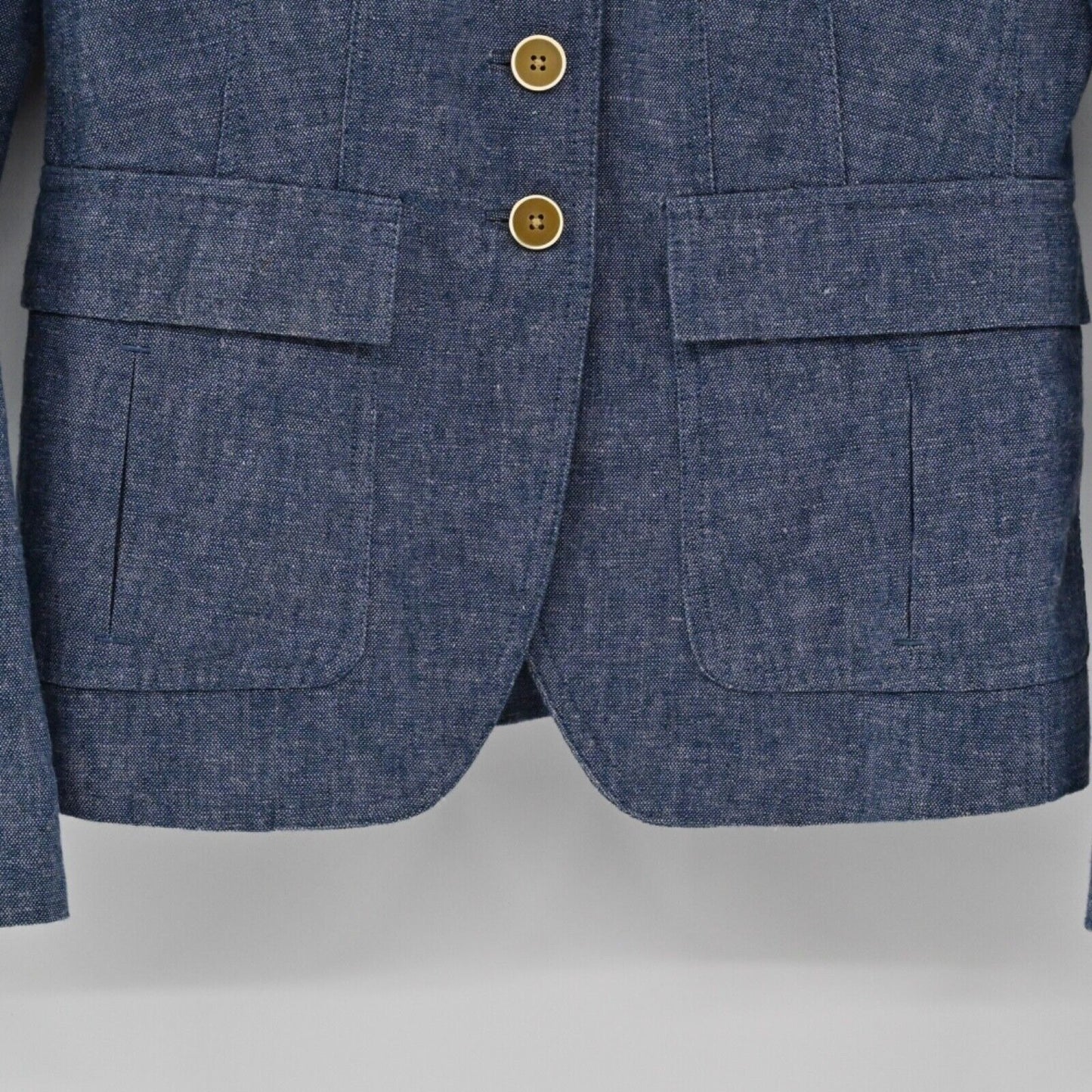BANANA REPUBLIC Jacket Womens Sz 4 Blue Linen Cotton Button Front Utility Preppy