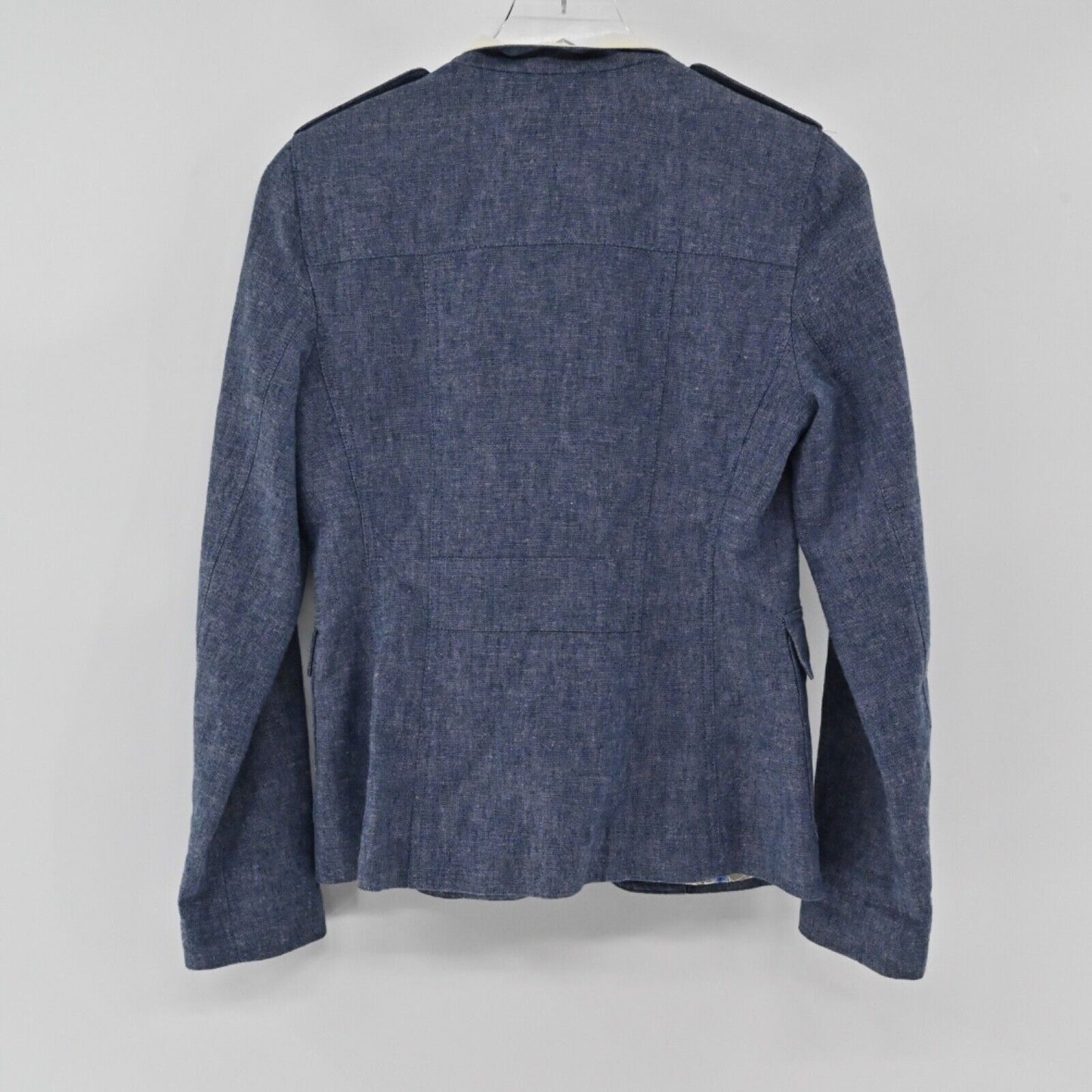 BANANA REPUBLIC Jacket Womens Sz 4 Blue Linen Cotton Button Front Utility Preppy