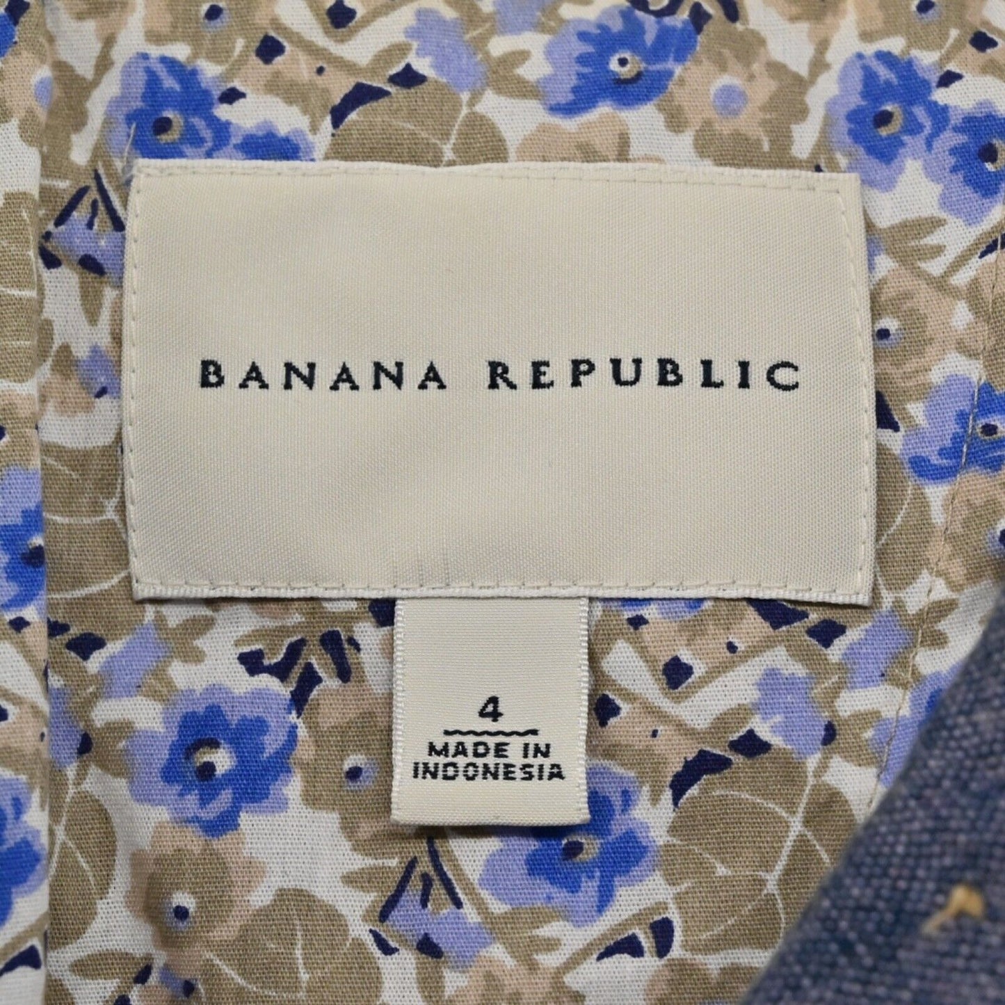 BANANA REPUBLIC Jacket Womens Sz 4 Blue Linen Cotton Button Front Utility Preppy