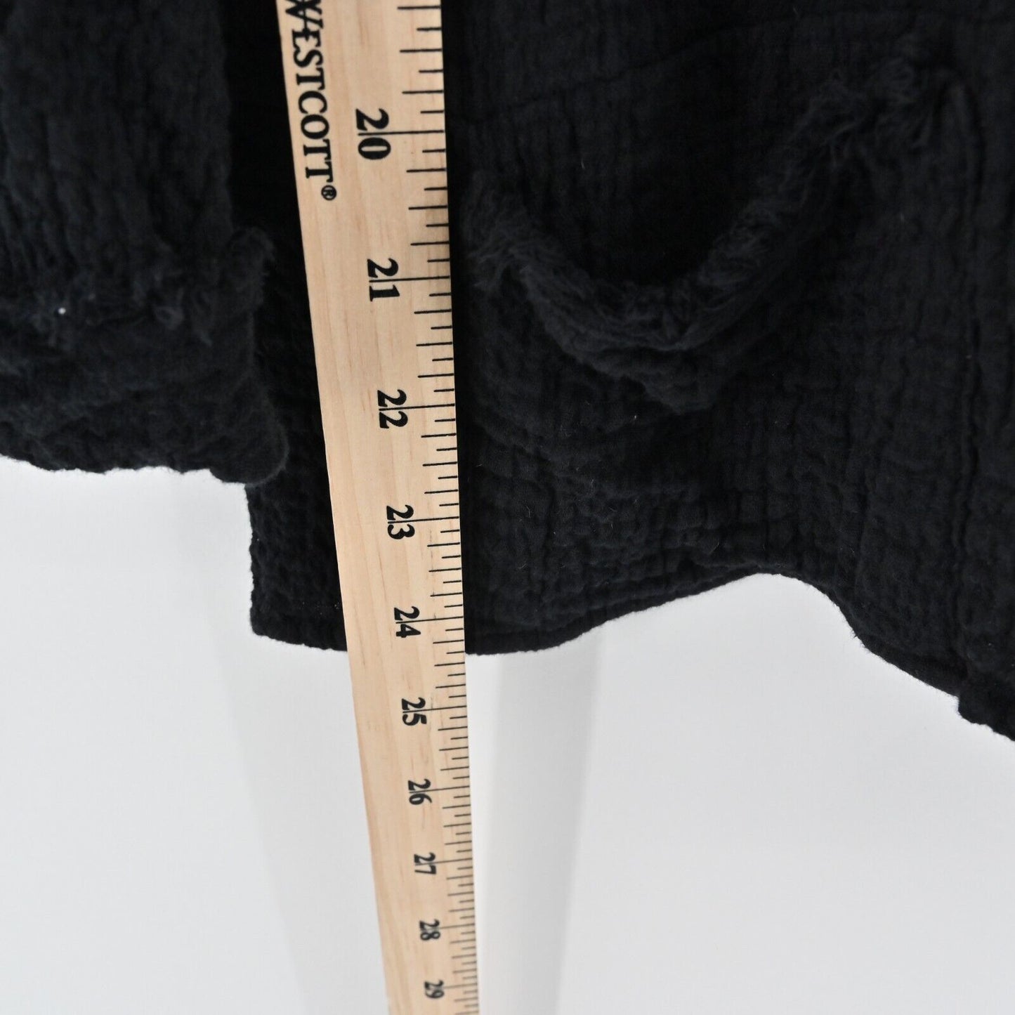 HABITAT Top Womens Sz S Black Center Seam Cotton Raw Hem Gauze Fabric Lagenlook