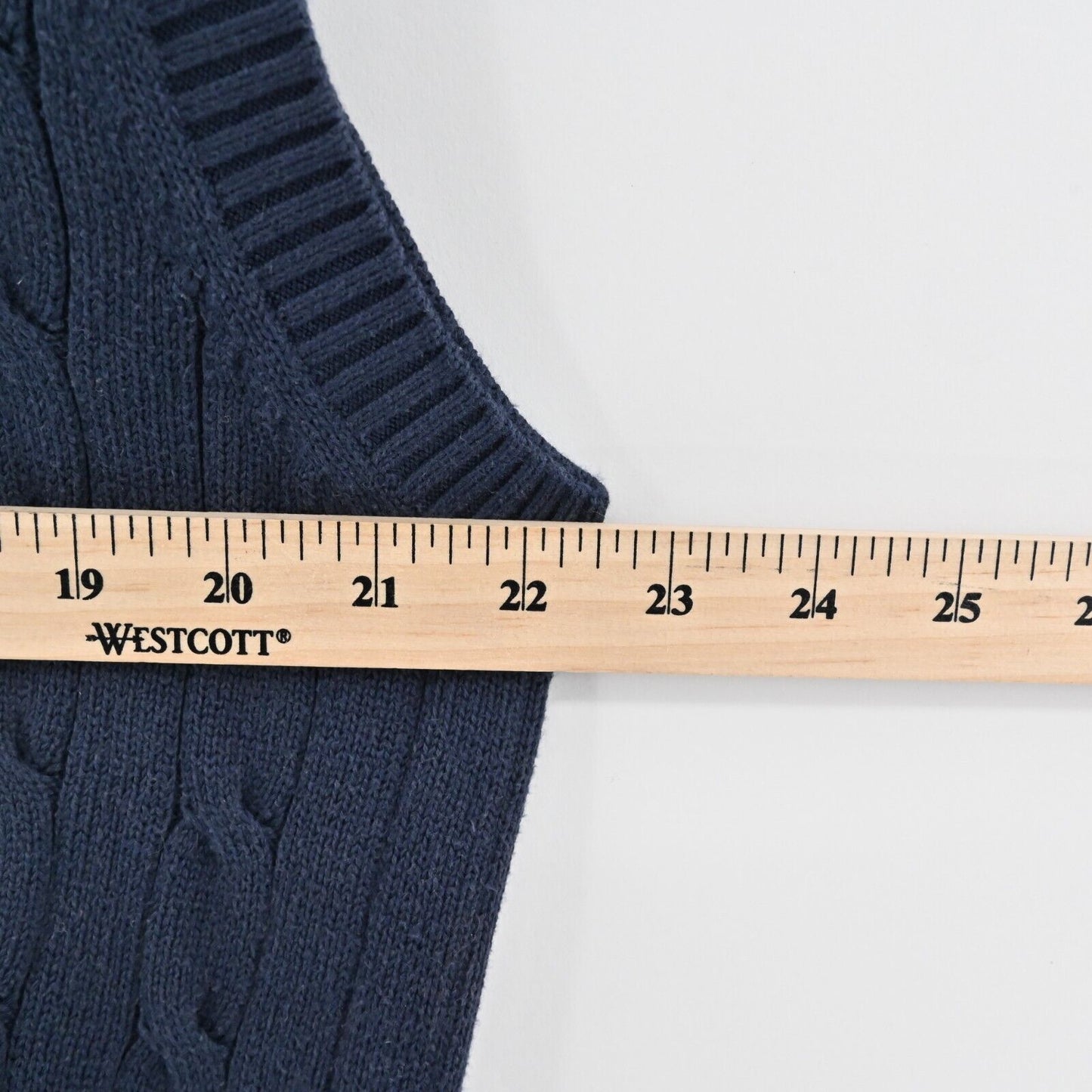 BROOKS BROTHERS Sweater Mens Size L Navy Blue Cable Knit VNeck Sleeveless Vest