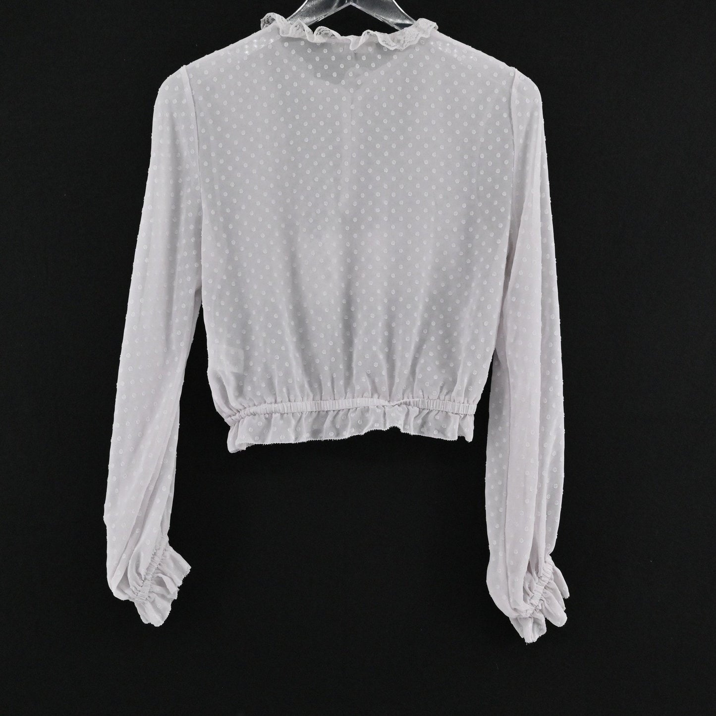 Storia Womens Lace Peasant Top Size S Romantic Ethereal Delicate Boho LAVENDER