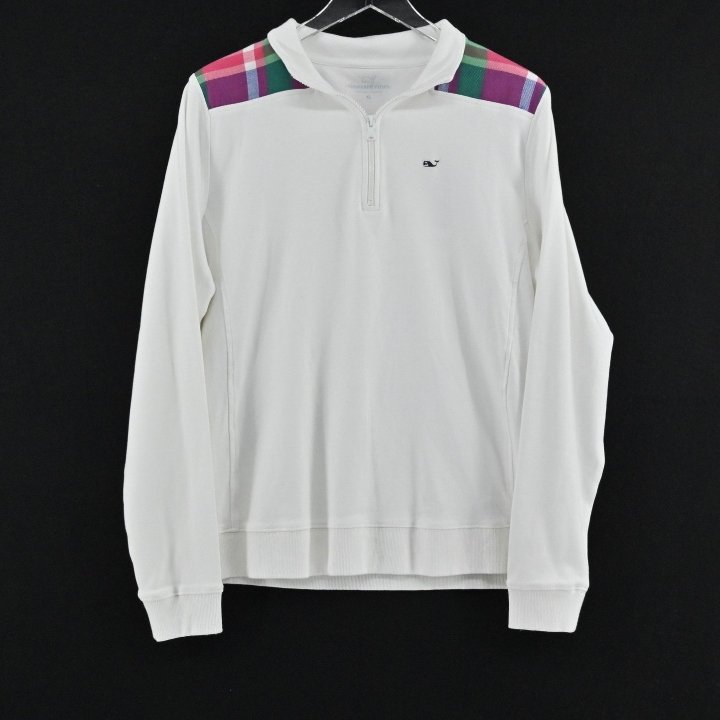 Vineyard Vines Womens Tiddings Tartan Pullover Size XL Preppy Jersey 1/4 Zip