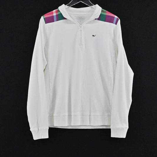Vineyard Vines Womens Tiddings Tartan Pullover Size XL Preppy Jersey 1/4 Zip