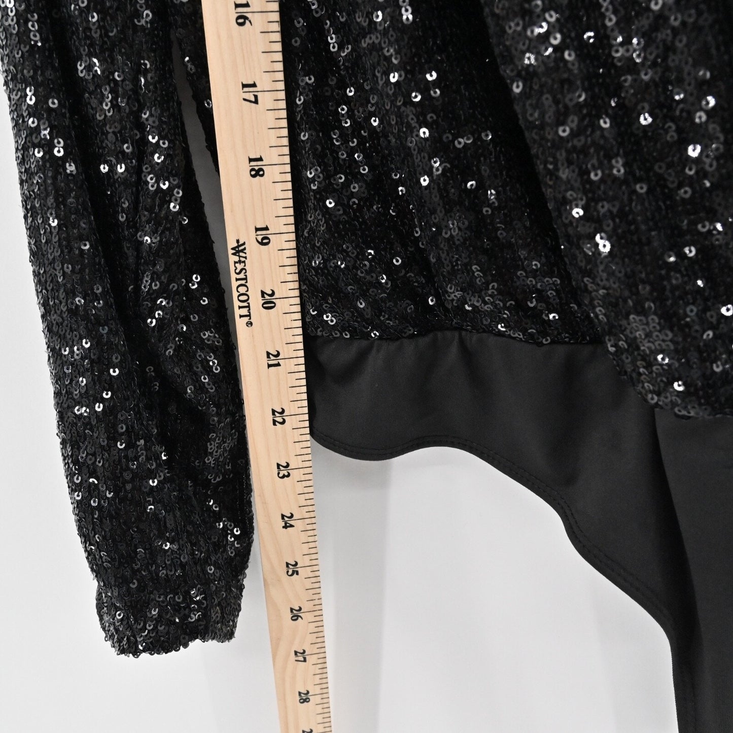 RACHEL ZOE Womens Sequin Bodysuit Size L Black V Neck Long Sleeve Glam Wrap Top