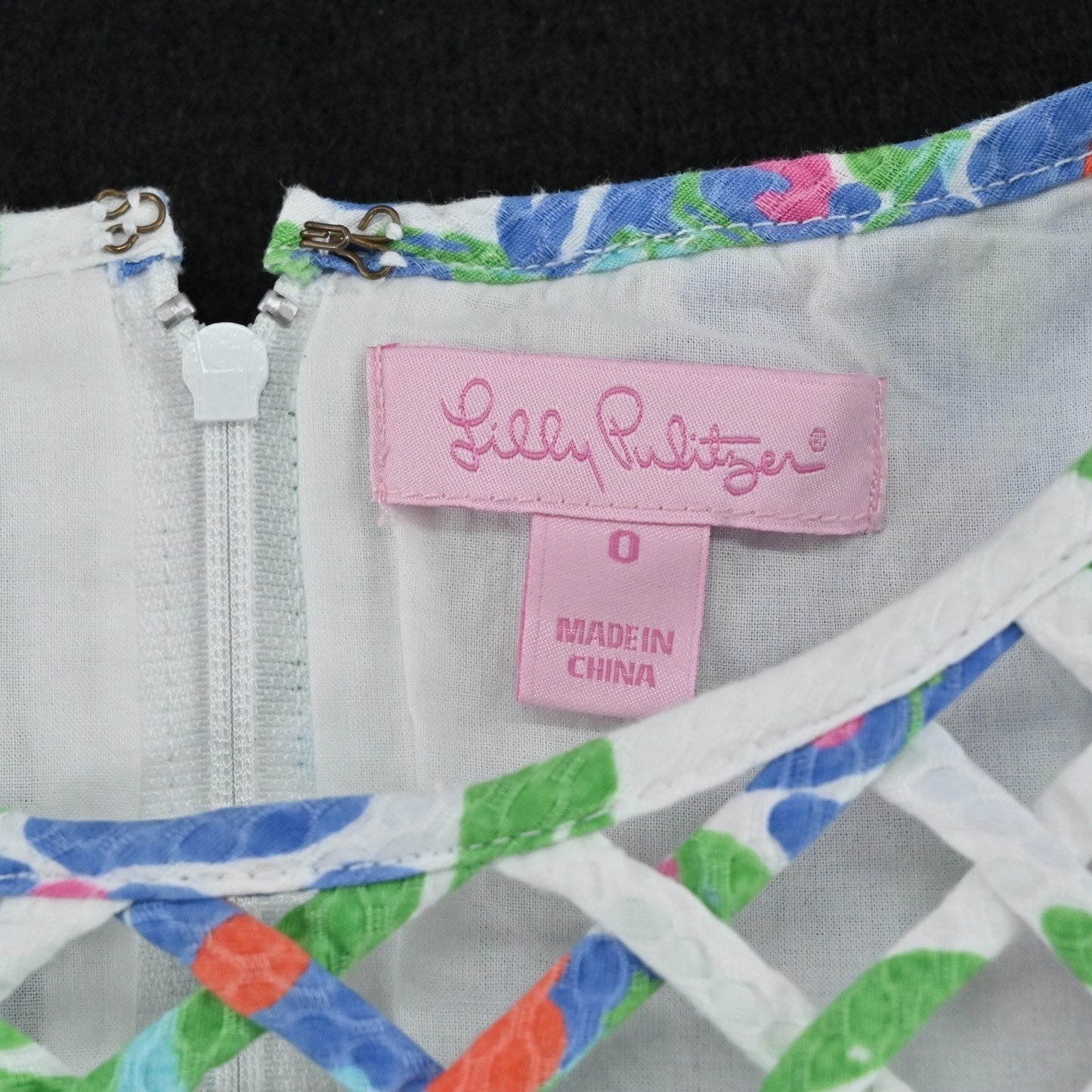 Lilly Pulitzer Ricci Shift Dress Size 0 Blue Bonnets Garden Party Lattice Neck