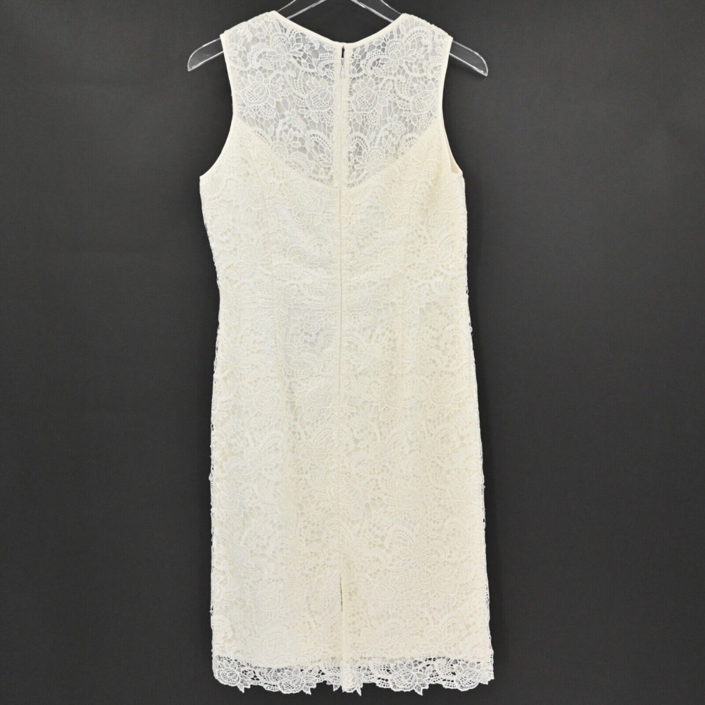 WHBM Dress Womens Sz 10 Ivory Paisley Lace Sleeveless Sheath Crochet Office NEW