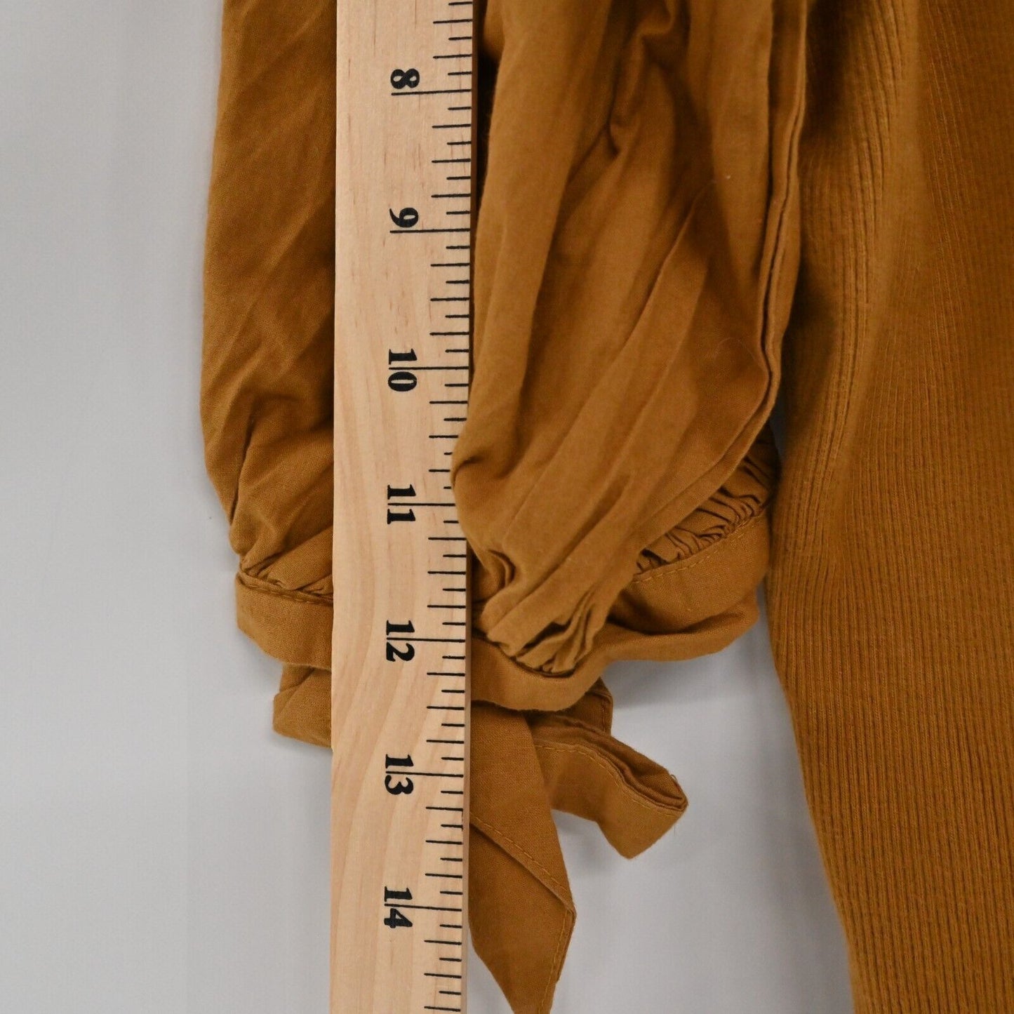 ANTHROPOLOGIE Top Womens Size XS Maeve Puff Sleeve Tie VNeck Mustard Blouse