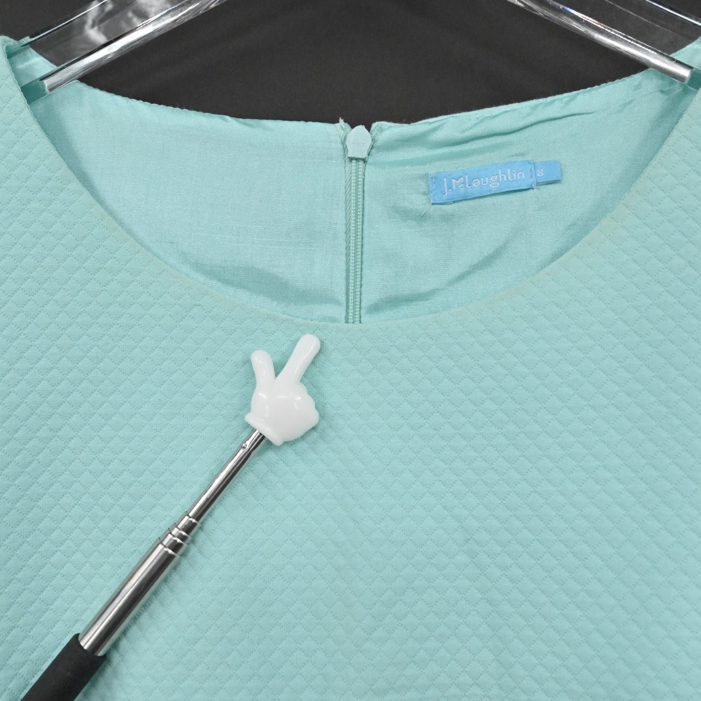 J MCLAUGHLIN Blue Sleeveless Dress Size 8 Textured Detail Shift Casual Preppy