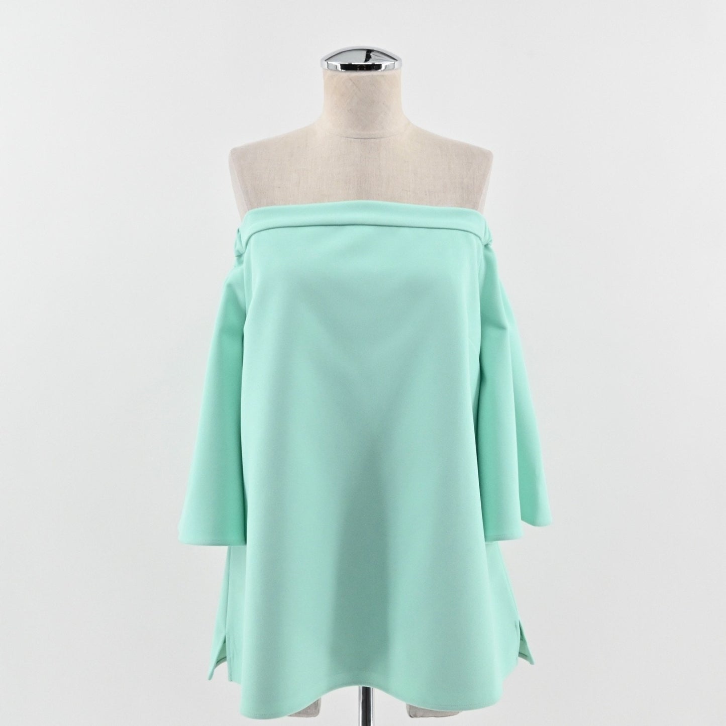Sail To Sable Womens Off The Shoulder Bell Sleeve Top Sz L Mint Green Retro Boho