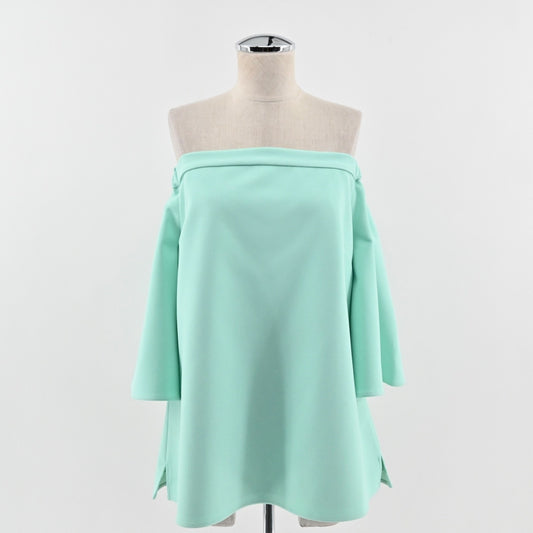 Sail To Sable Womens Off The Shoulder Bell Sleeve Top Sz L Mint Green Retro Boho