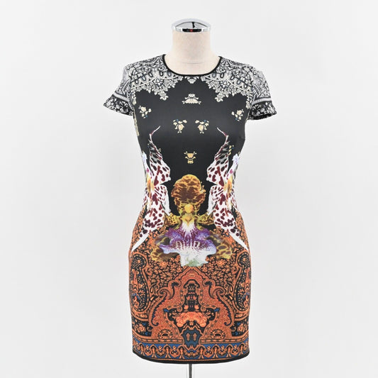 CLOVER CANYON Dress Size XS Short Sleeve Multicolor Print Bodycon Neoprene Scuba