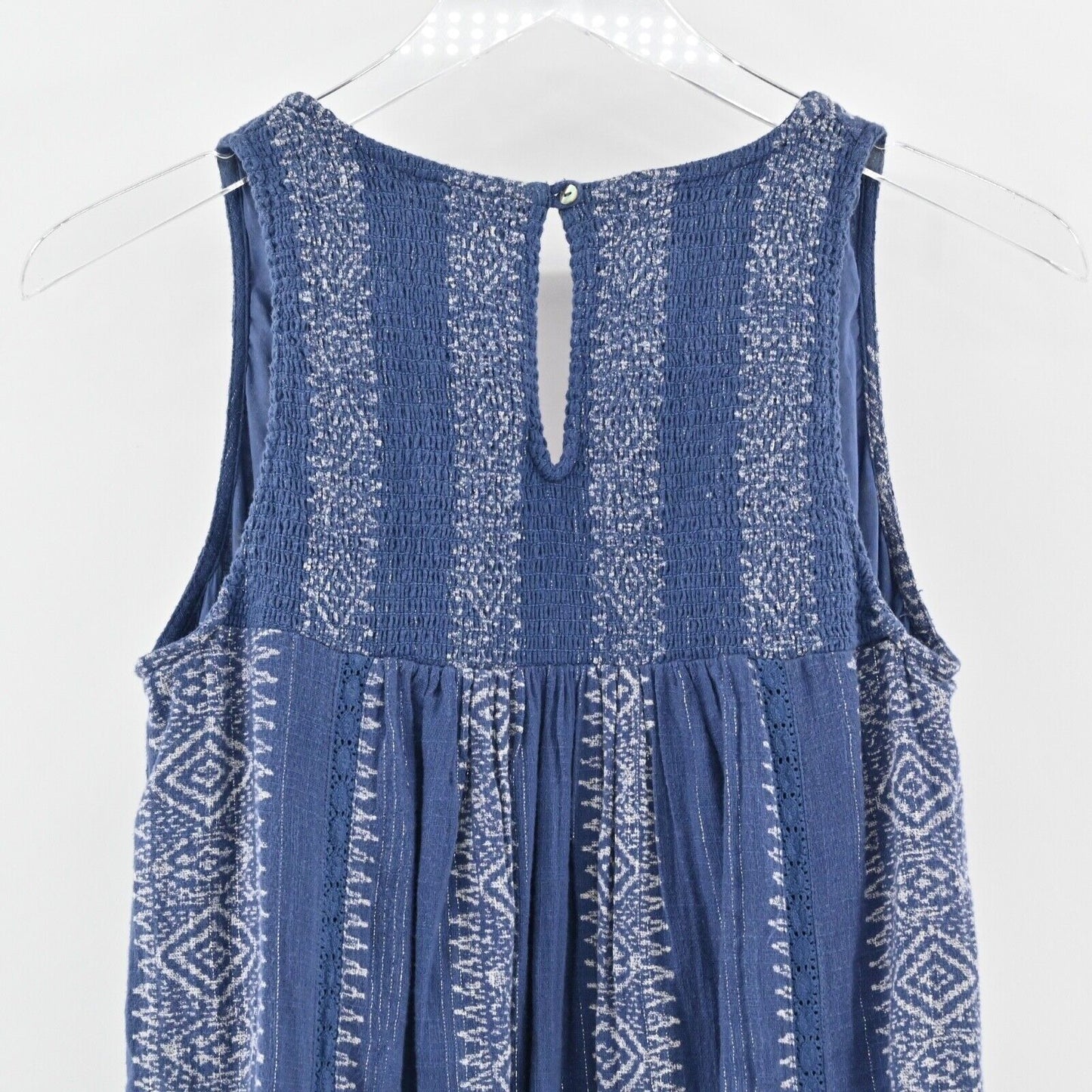 ANTHROPOLOGIE Dress Sz 0 Blue Embroidered Metallic Cotton Morwen Shift AKEMI KIN