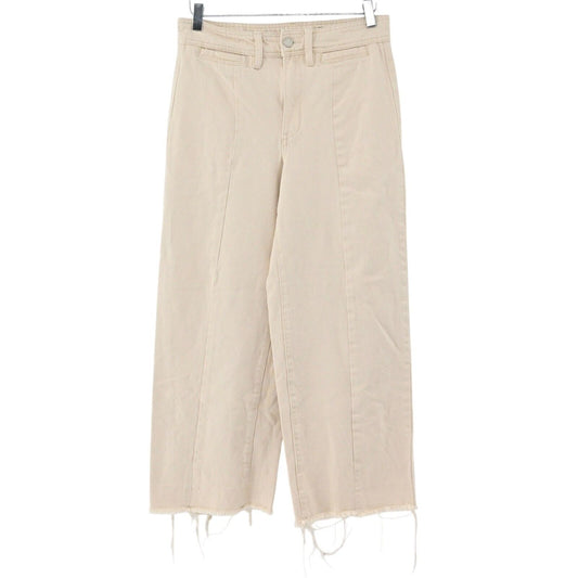 BLANKNYC Jeans Womens Size 28 Wide Leg Crop Beige Denim Raw Frayed Hem Bohemian