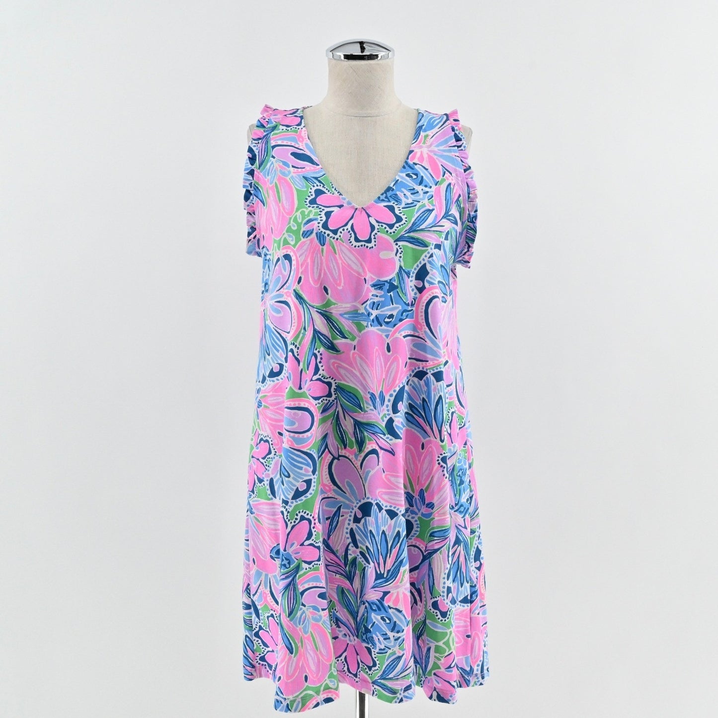Lilly Pulitzer Aron Swing Dress Size S Gecko Green Tiger Sunrise Floral Tropical