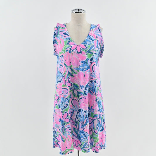 Lilly Pulitzer Aron Swing Dress Size S Gecko Green Tiger Sunrise Floral Tropical