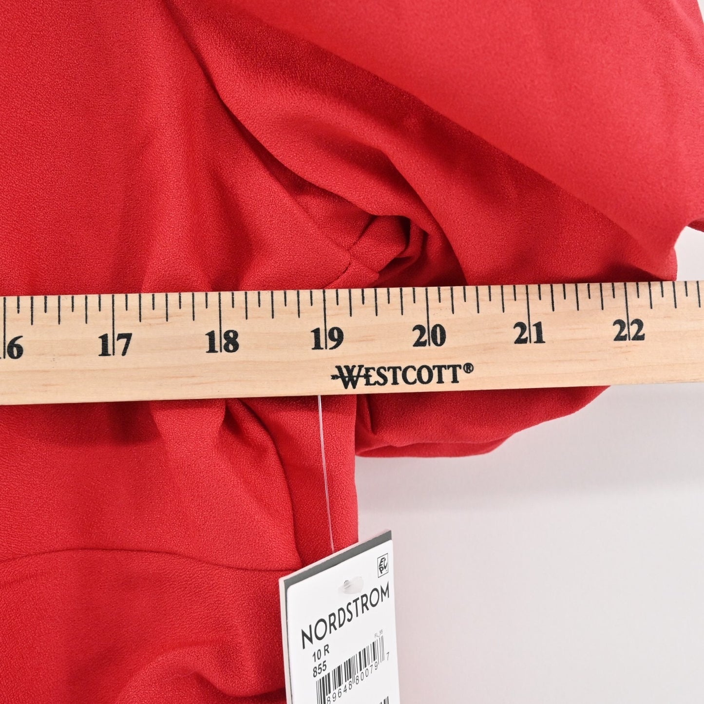 JULIA JORDAN Dress Size 10 Twist Knot Front Pleated Puff Sleeve Apple Red NEW