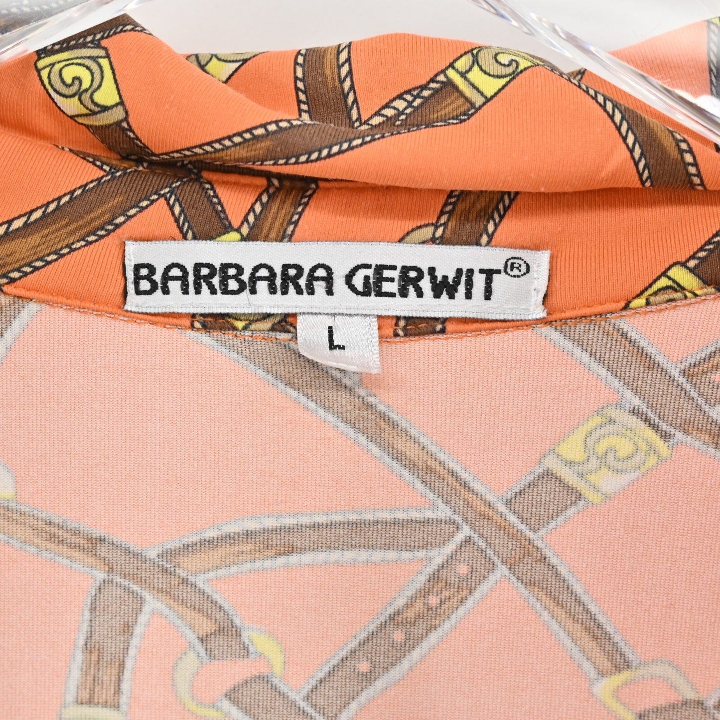 BARBARA GERWIT Bridle Dress Size L Orange Brown Belt Western Equestrian Shift