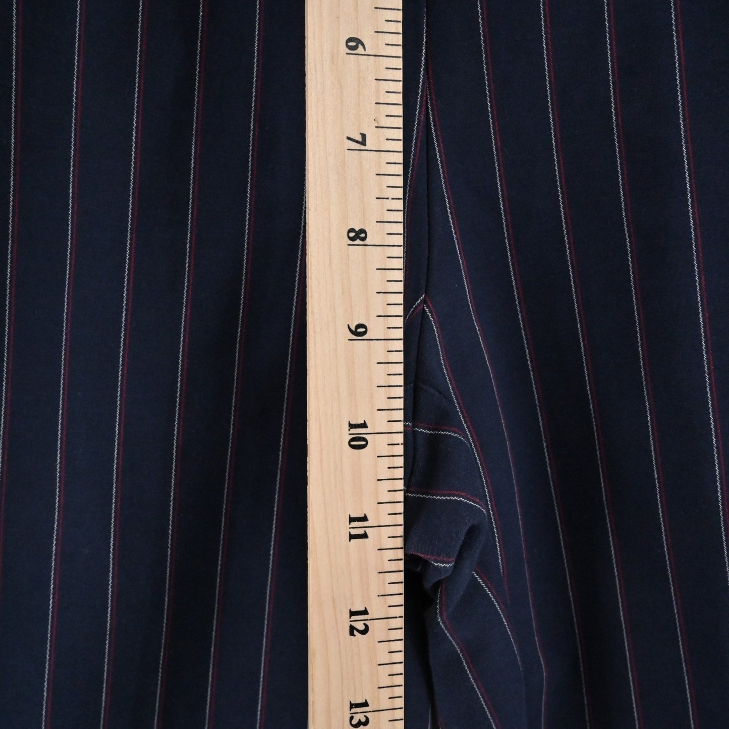 Rag Bone Womens Simone Red Navy Pinstripe Pants Size 2 Skinny Leg Side Snap