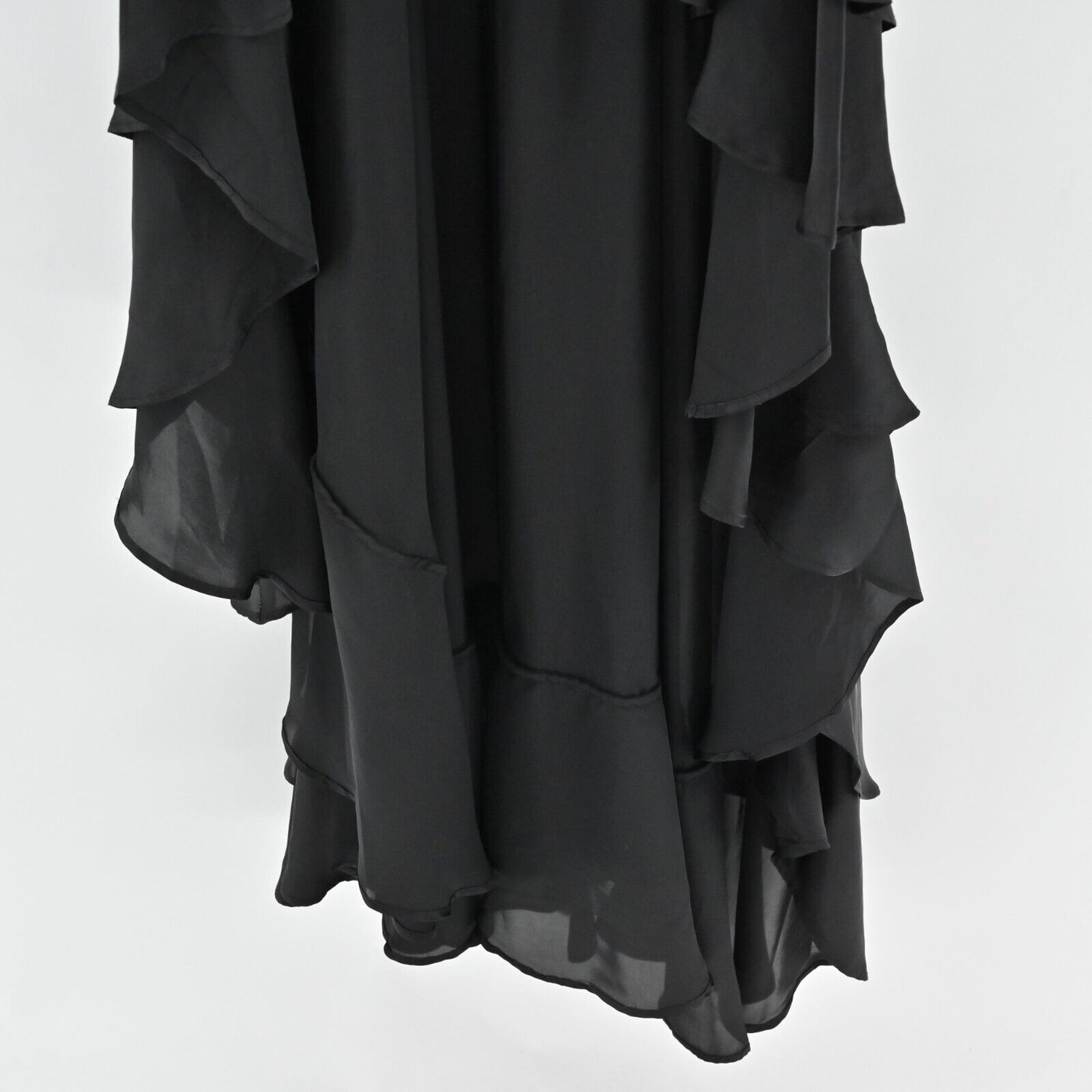 SUKI SO Dress Size S Solid Black Sleeveless Ruffle High Low Button Front Maxi