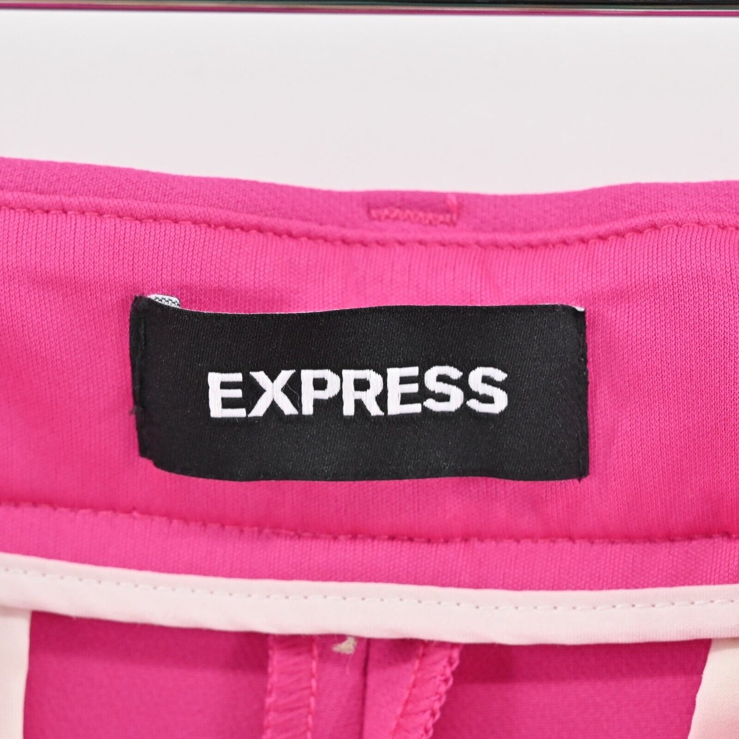 EXPRESS Pants Womens Sz 2S Solid Hot Pink Stretch Crop High Rise Pockets Office