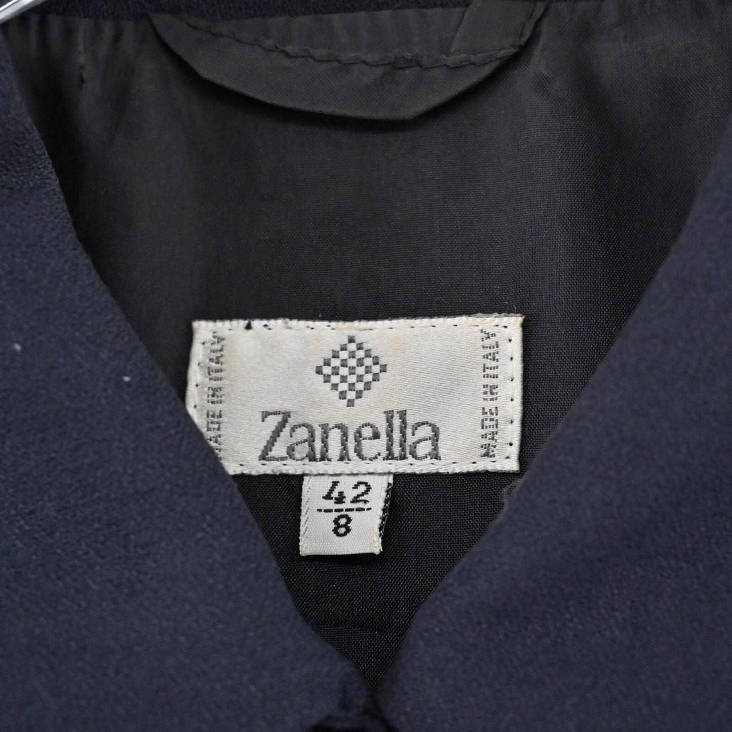 Vtg ZANELLA Jacket Womens Size 42 Solid Dark Navy Wool Collared Chore Shacket