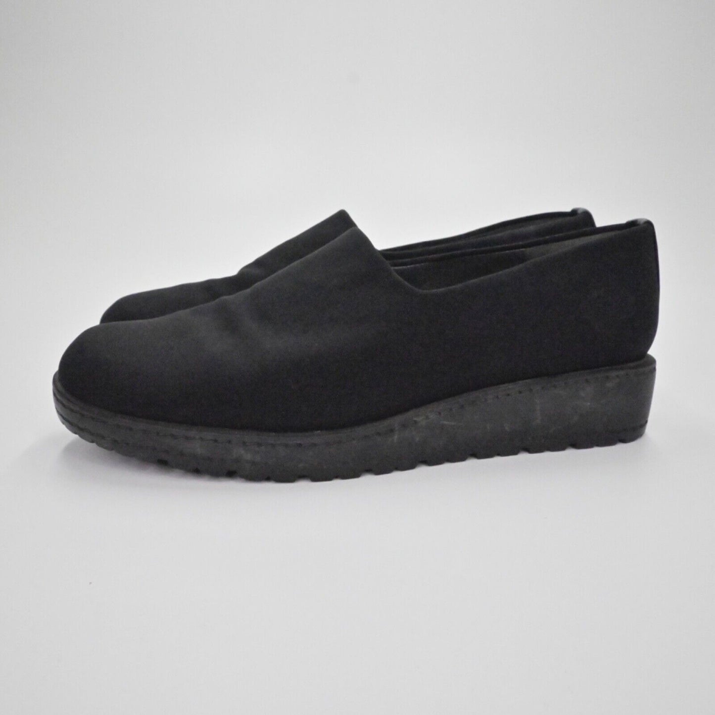 STUART WEITZMAN Loafers Womens Size 7 Black Round Toe Wedge Sofa Stretch Slip On