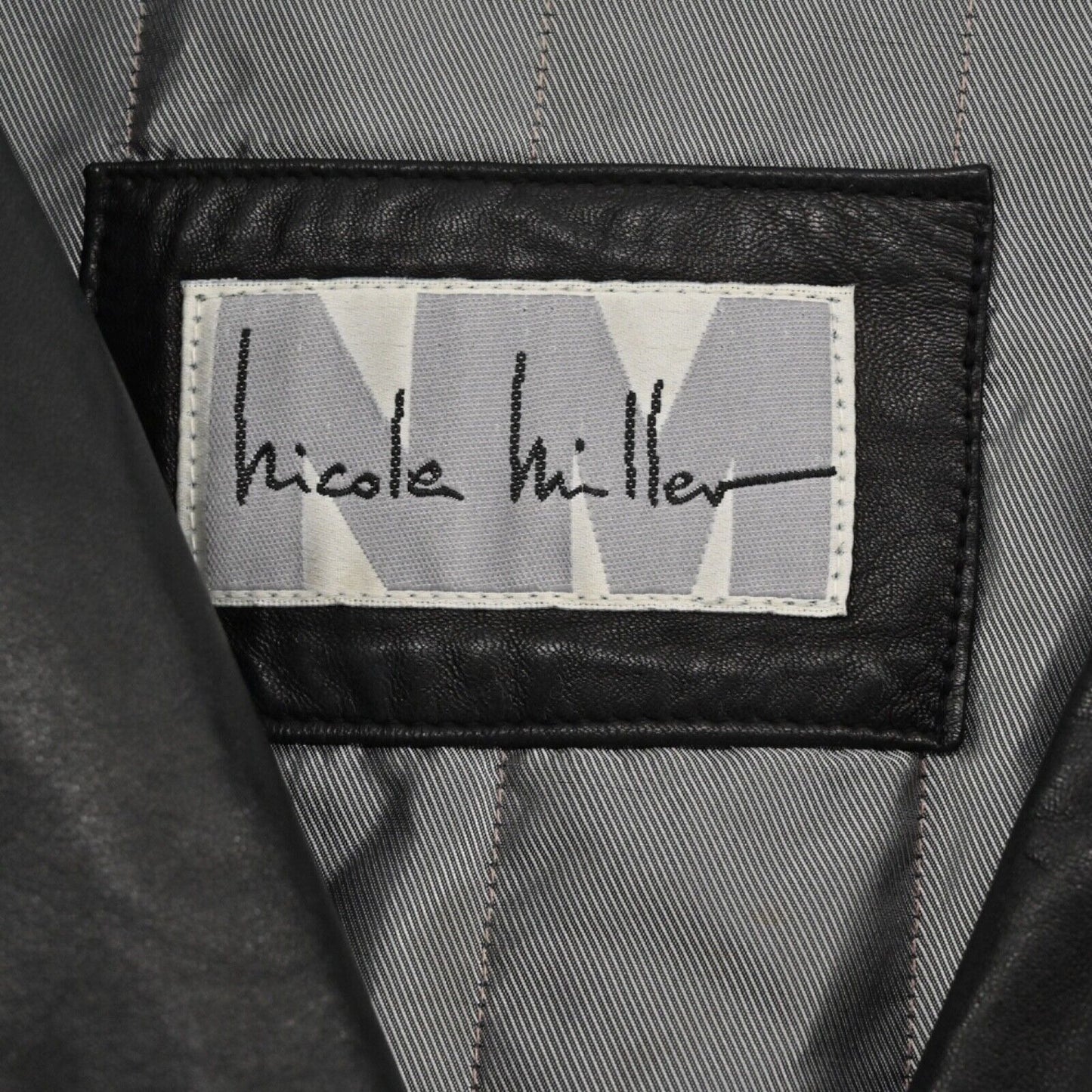 Vtg NICOLE MILLER Leather Jacket Womens Size XL Black Button Front Grunge Y2k