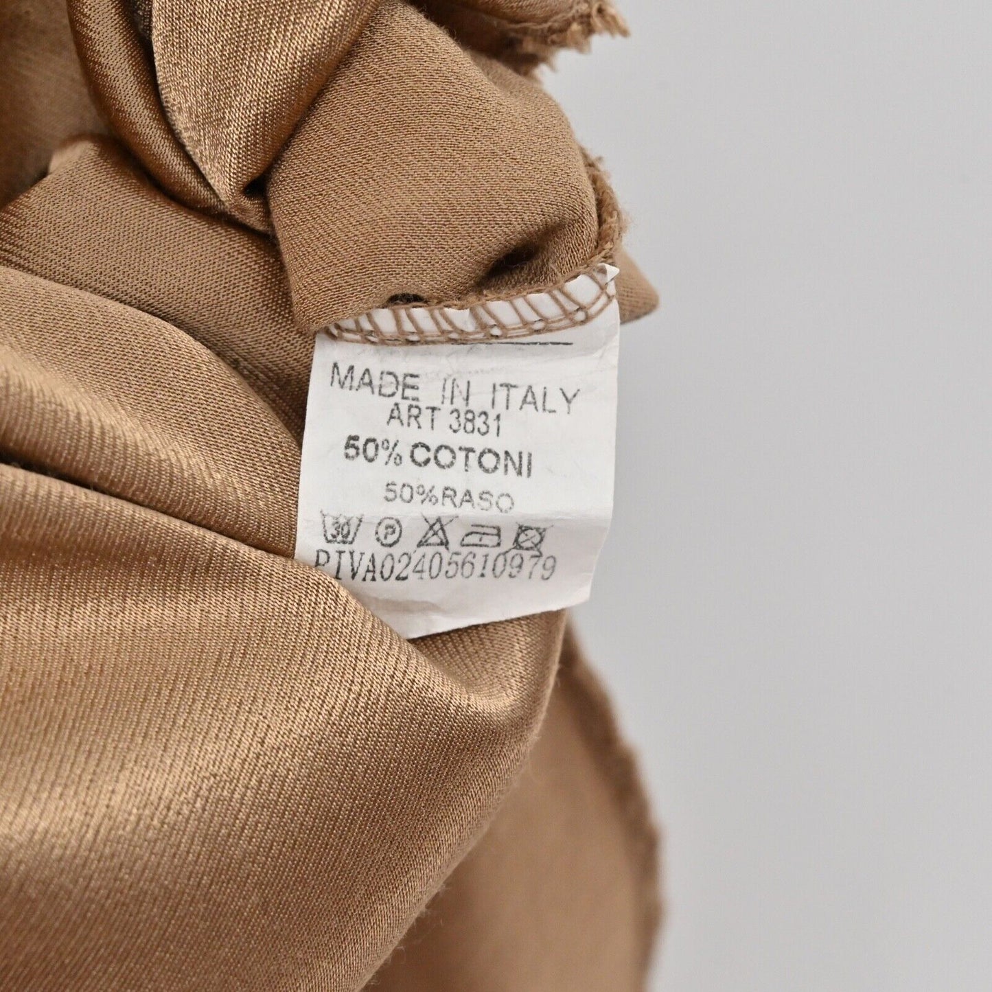BRAND BAZAR Top Womens Size L Brown Satin Cotton Jersey Knit V Neck Long Sleeve