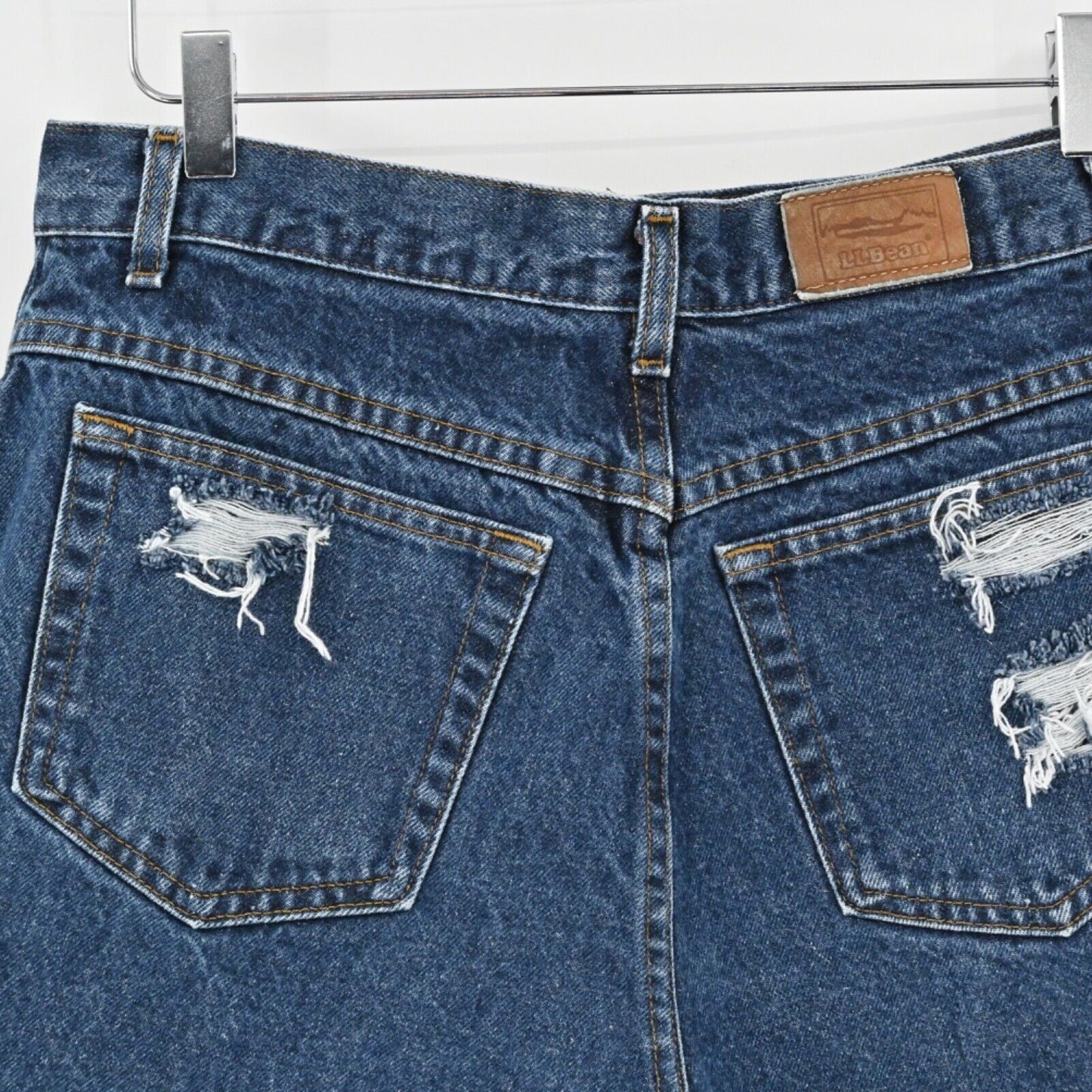 Vtg LL BEAN Shorts Womens Sz 32 Double L Denim Cut Off High Rise Distressed 90s