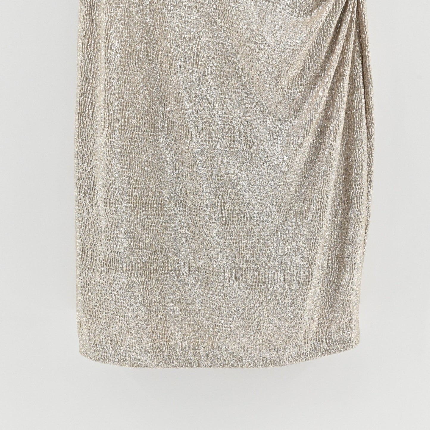 Ralph Lauren Metallic Faux Wrap Dress Size 10P Gold Sleeveless Sheath Cocktail
