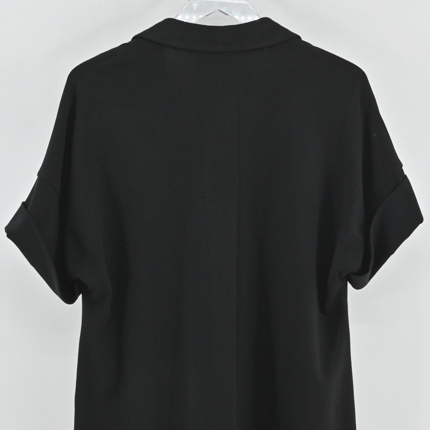 Lafayette 148 Toni Collared Dress Size S Black Minimalist VNeck Midi Modern Chic