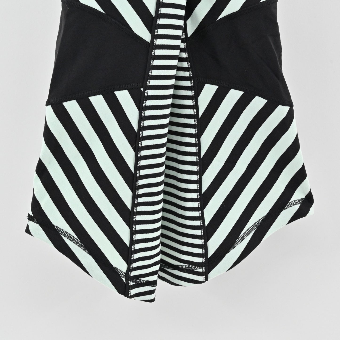 Lululemon Womens Work It Out Tank Top Size 4 Black Mint Green Stripe Logo Active