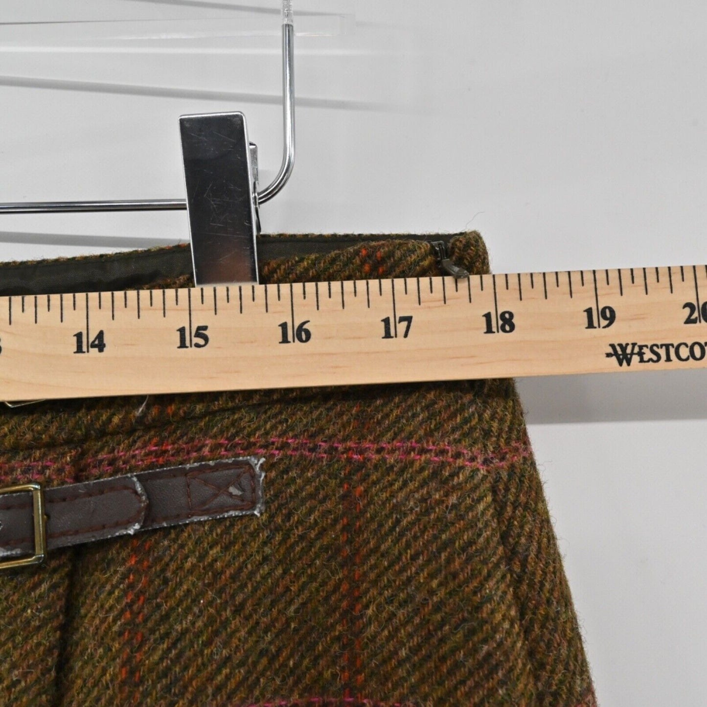 BODEN Skirt Womens Size 12L Brown Plaid Wool British Tweed Equestrian Mini Wrap