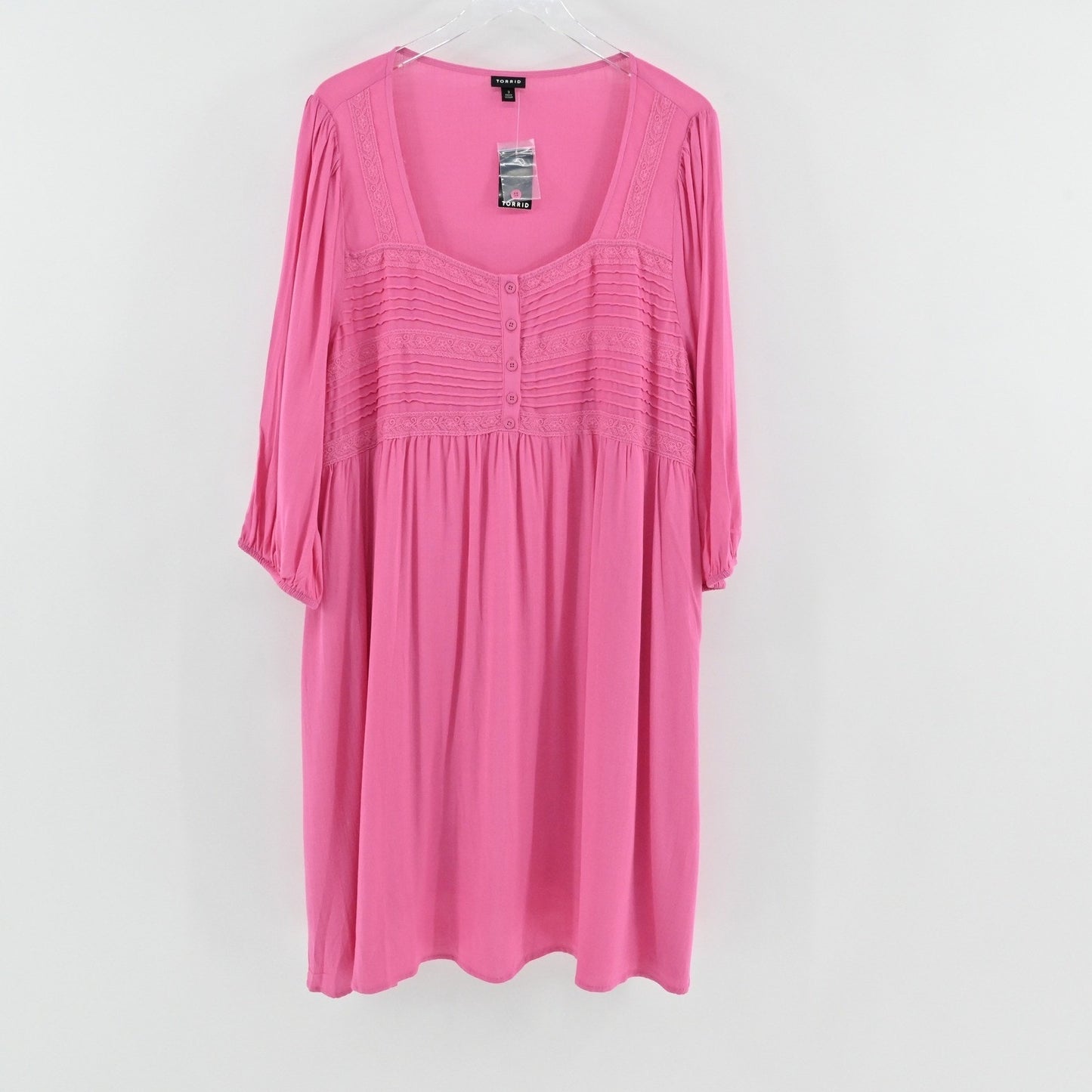 Torrid Mini Slub Pintuck Neck Skater Dress Size 3X Sleeve Square Neck Romantic