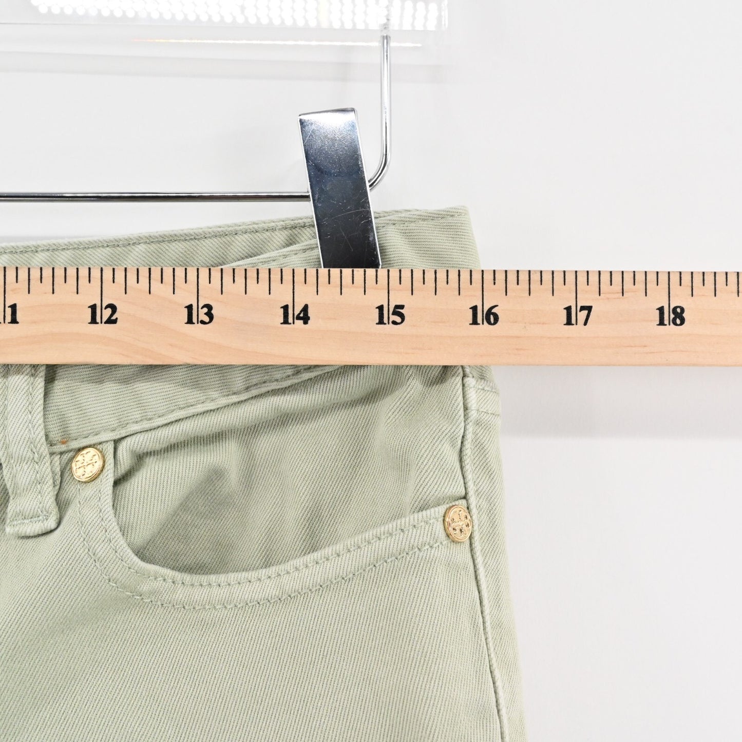 Tory Burch Jeans Womens Size 28 Alexa Cropped Skinny Leg Green Mid Rise Denim