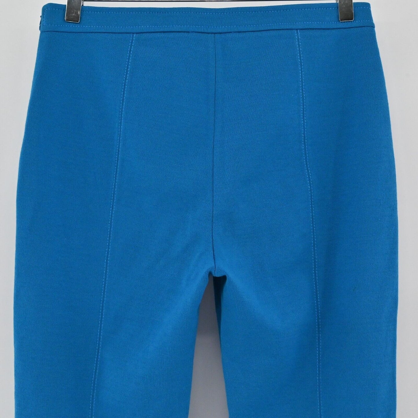 ST JOHN Pants Womens Size 6 Classic Knit Blue Wool Slit Back Straight Trousers