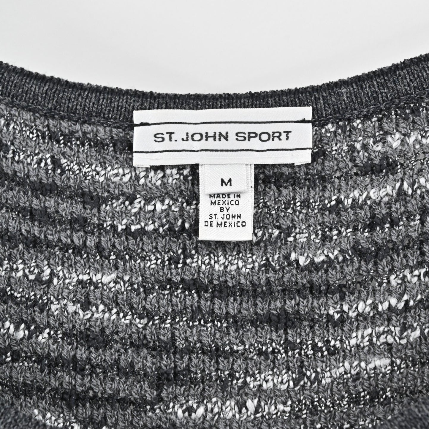ST JOHN Top Womens Size M Gray Knit Wool Cotton Blend Sleeveless Scoop Neck Tank